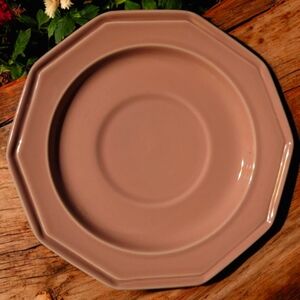 1 Vtg 70's SIC Porcelain Rose Pink Coffee Decagon Tea Saucer Italy